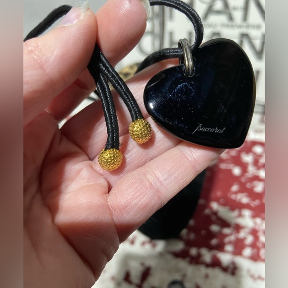 Baccarat Open Ended Black Cord Necklace With Obsidian Heart Pendant - Picture 5 of 5